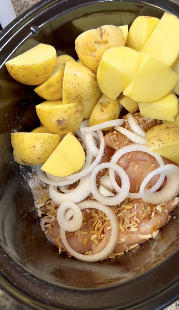 Crockpot Chicken, Sweet Potatoes, & Green Beans Recipe - Moms with Crockpots