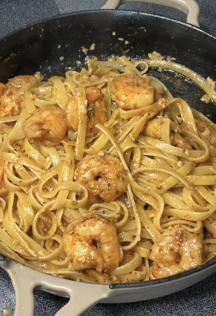 Garlic Butter Fettucine and Shrimp