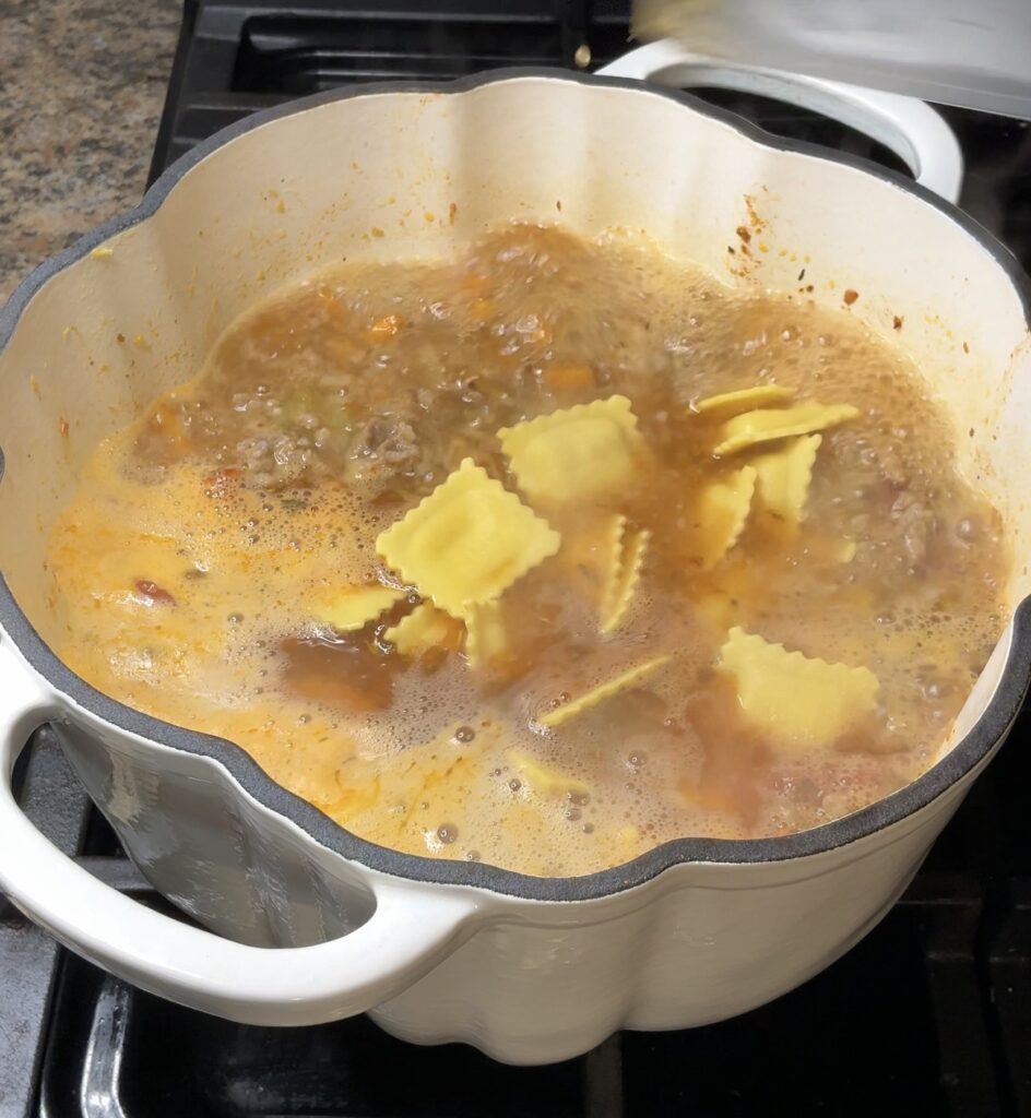 Tuscan Ravioli Soup with Italian Sausage