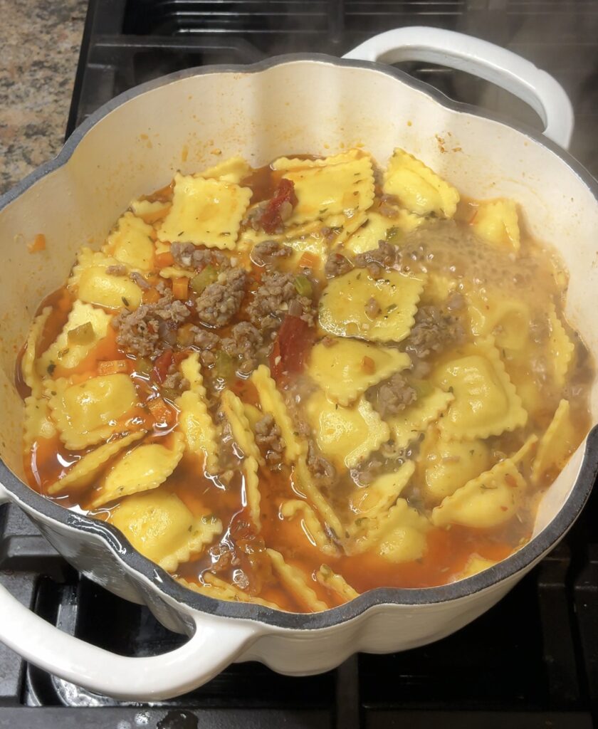 Tuscan Ravioli Soup with Italian Sausage
