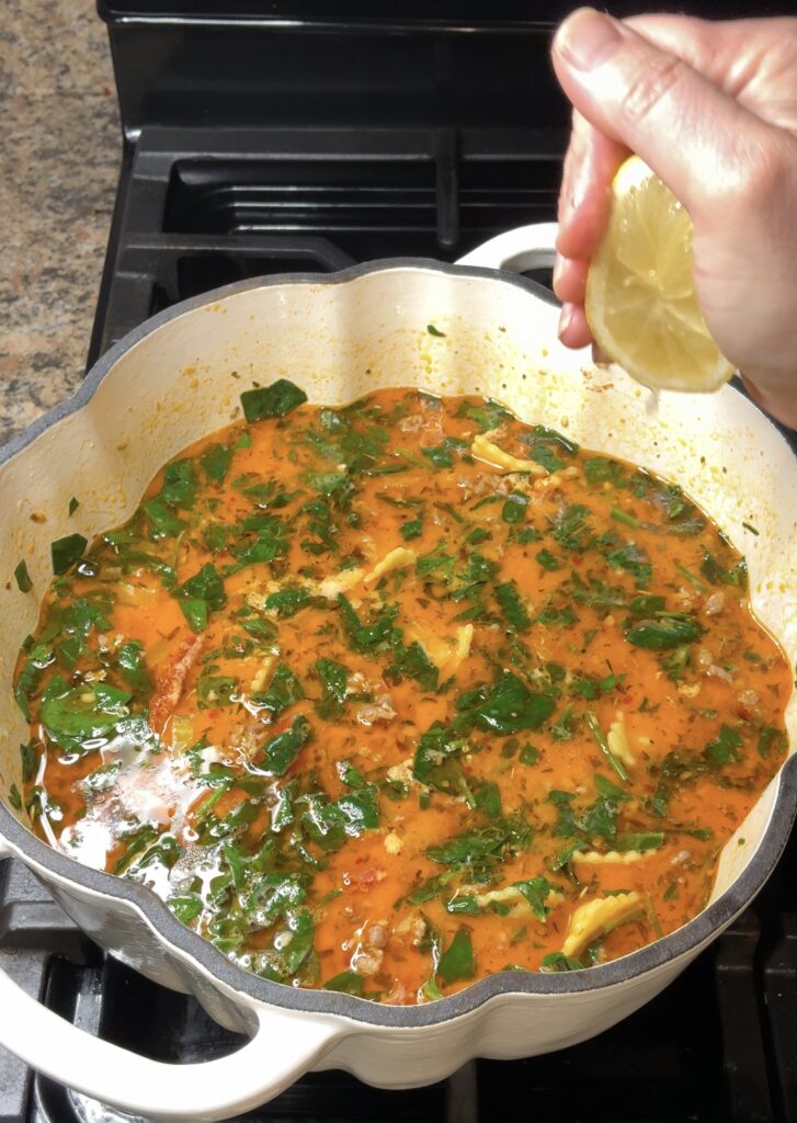 Tuscan Ravioli Soup with Italian Sausage