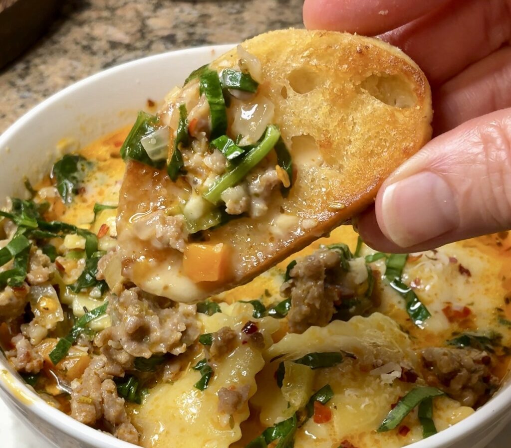 Tuscan Ravioli Soup with Italian Sausage