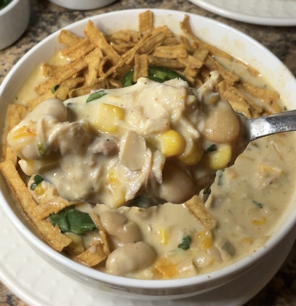 White Chicken Chili in the Crockpot