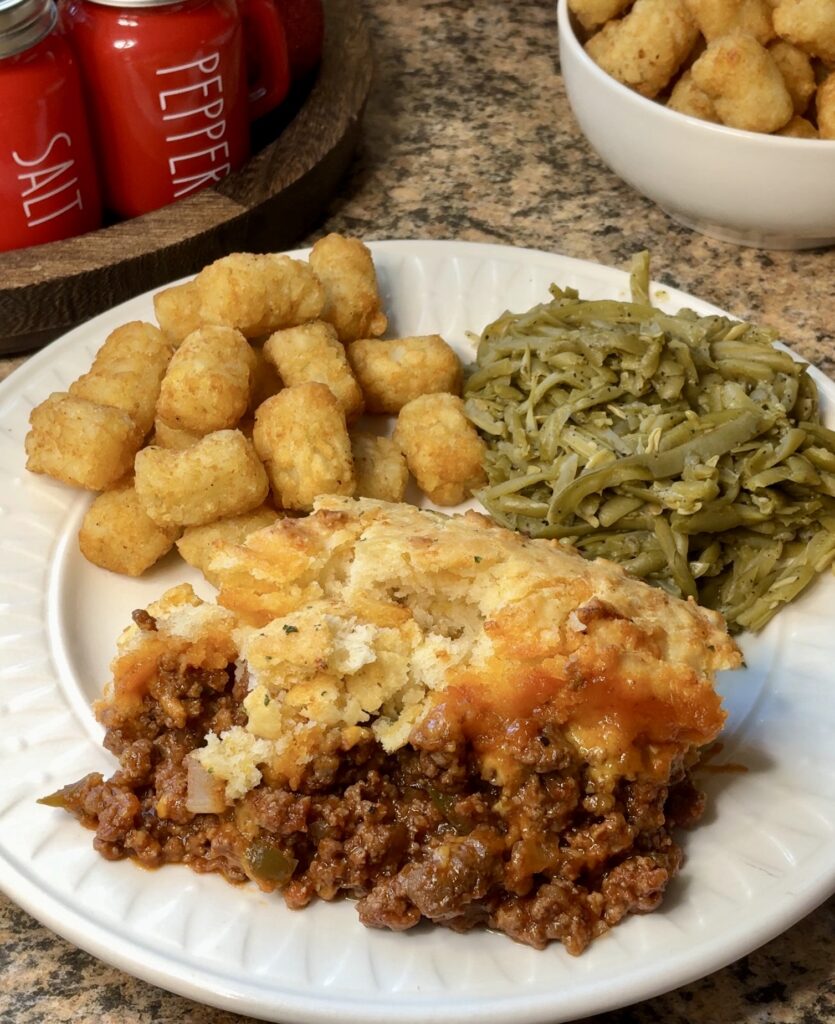 Sloppy Joe Casserole with Cheddar Bay Biscuit Topping