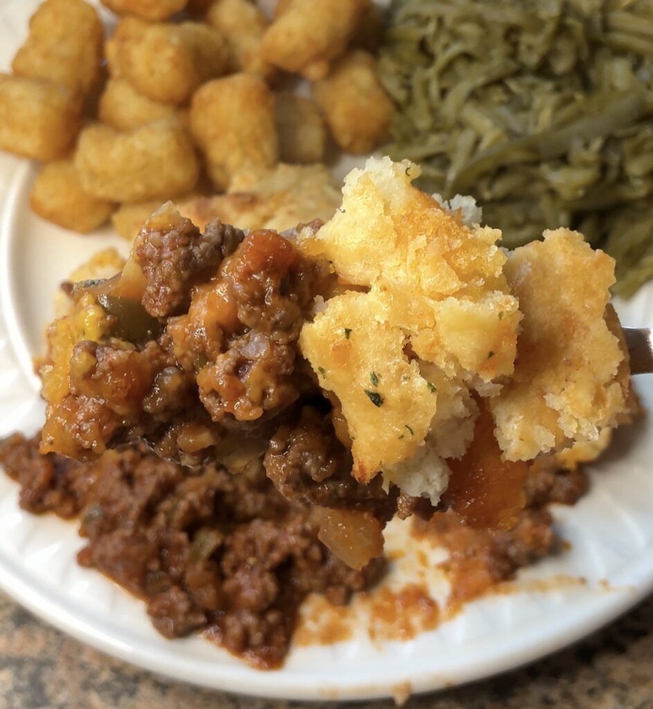 Sloppy Joe Casserole with Cheddar Bay Biscuit Topping