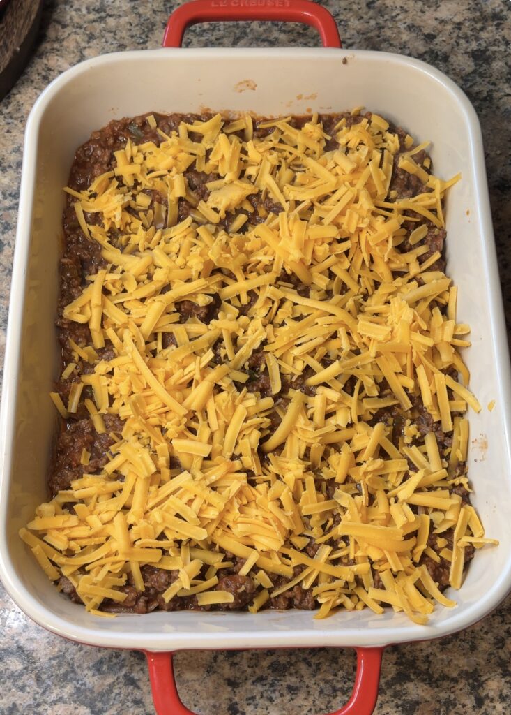 Sloppy Joe Casserole with Cheddar Bay Biscuit Topping