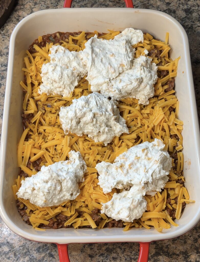 Sloppy Joe Casserole with Cheddar Bay Biscuit Topping
