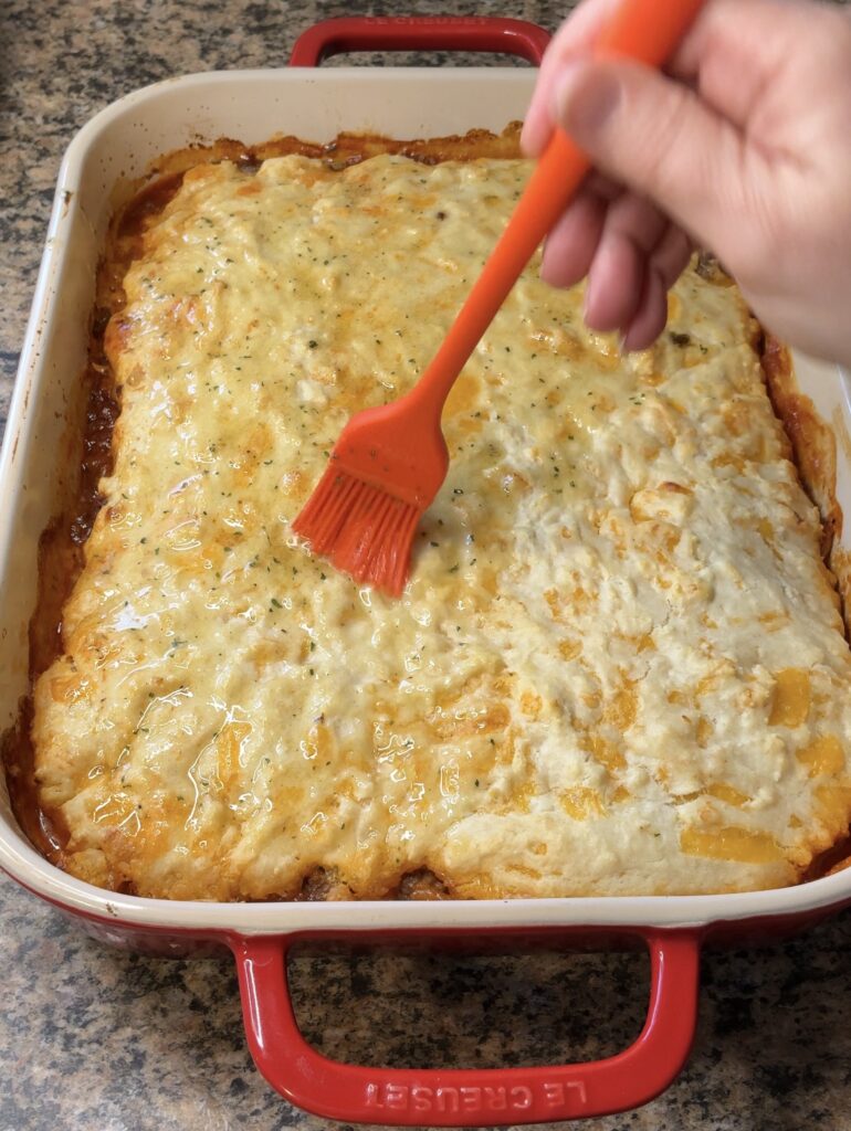 Sloppy Joe Casserole with Cheddar Bay Biscuit Topping