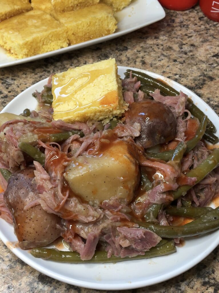 Crockpot Smoked Turkey, Potatoes, and Green Beans