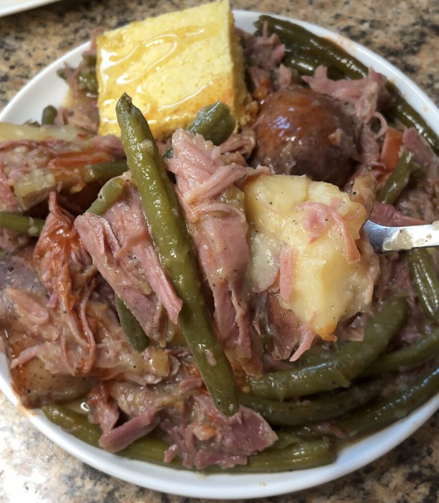 Crockpot Smoked Turkey, Potatoes, and Green Beans