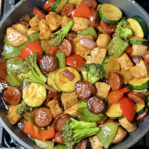 Sweet & Savory Chicken and Smoked Sausage Teriyaki Stir Fry