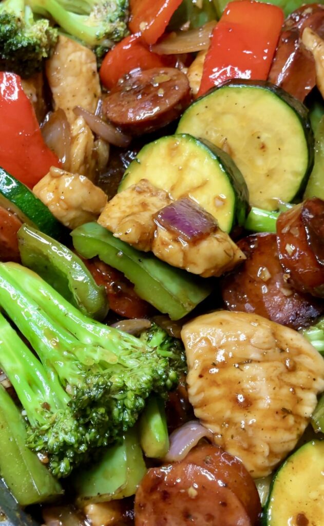 Sweet & Savory Chicken and Smoked Sausage Teriyaki Stir Fry