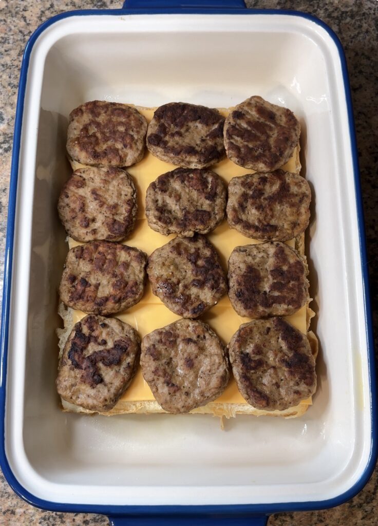 Loaded Breakfast Sliders (with Sausage, Bacon, Eggs & Cheese)