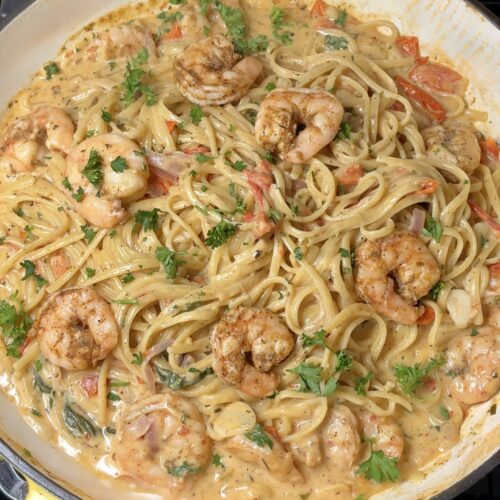 One Pot Creamy Shrimp Linguine (Easy Cajun Style)