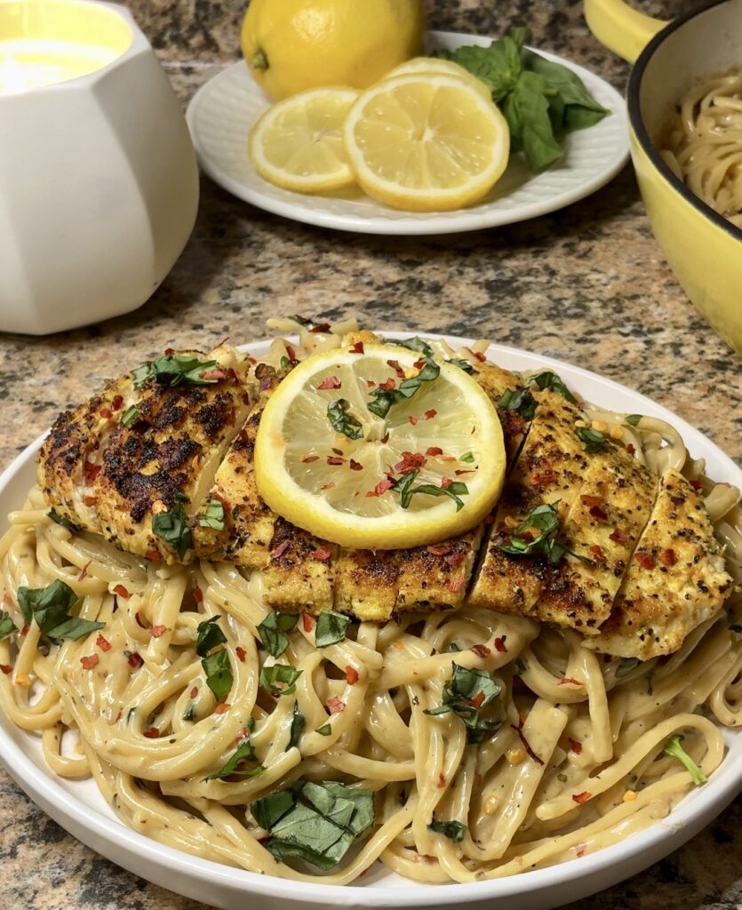One Pan Creamy Lemon Chicken Linguine