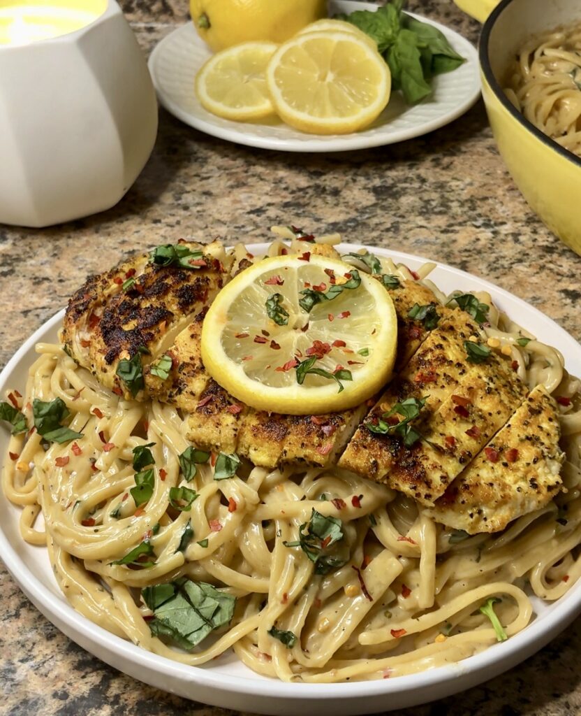 One Pan Creamy Lemon Chicken Linguine