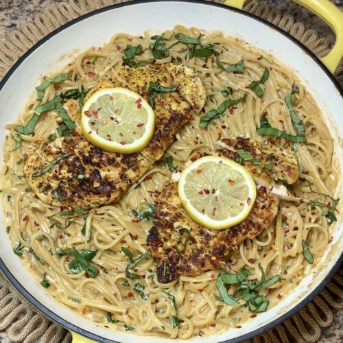 One Pan Creamy Lemon Chicken Linguine