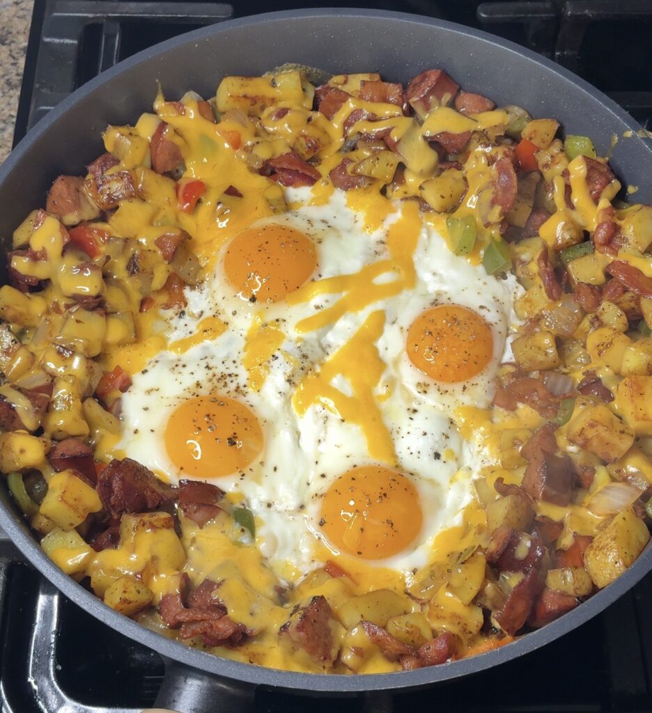 Bacon Sausage and Potato Breakfast Skillet