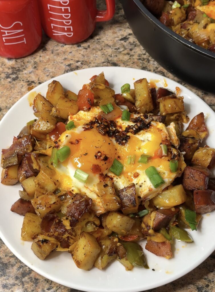 Bacon Sausage and Potato Breakfast Skillet