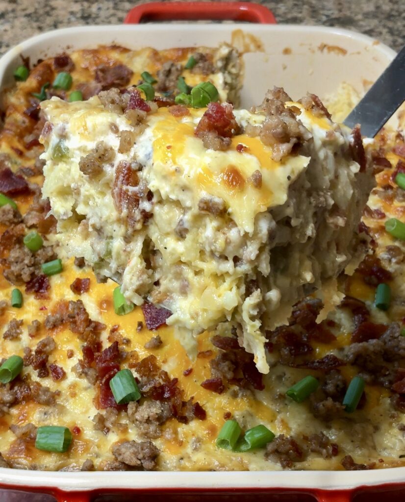 Loaded Hash Brown and Sausage Gravy Casserole