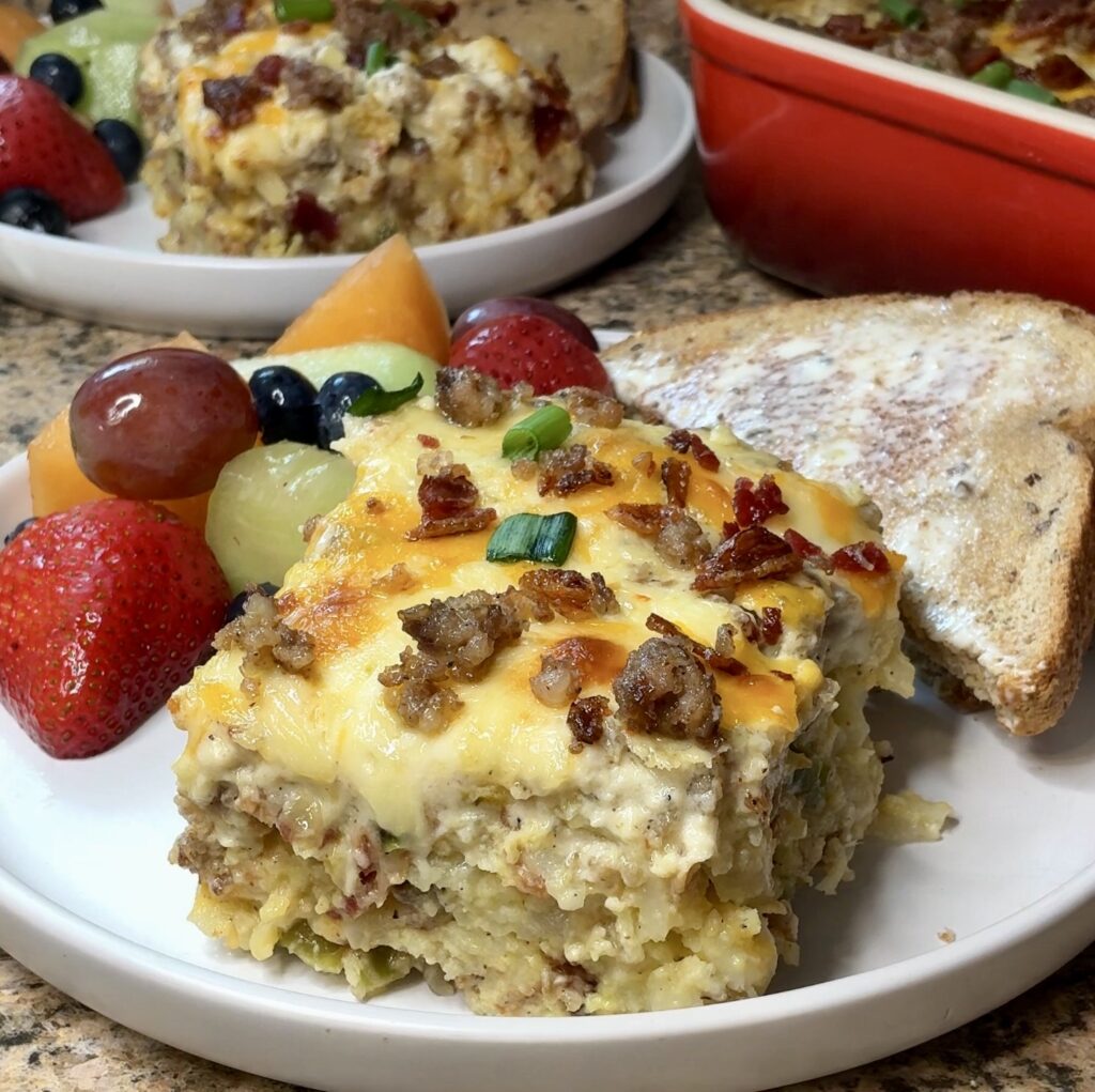 Loaded Hash Brown and Sausage Gravy Casserole