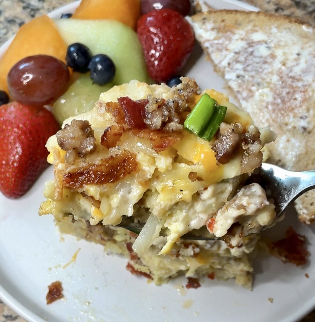 Loaded Hash Brown and Sausage Gravy Casserole