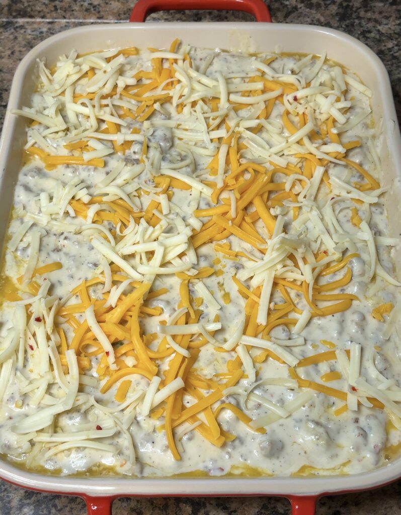 Loaded Hash Brown and Sausage Gravy Casserole