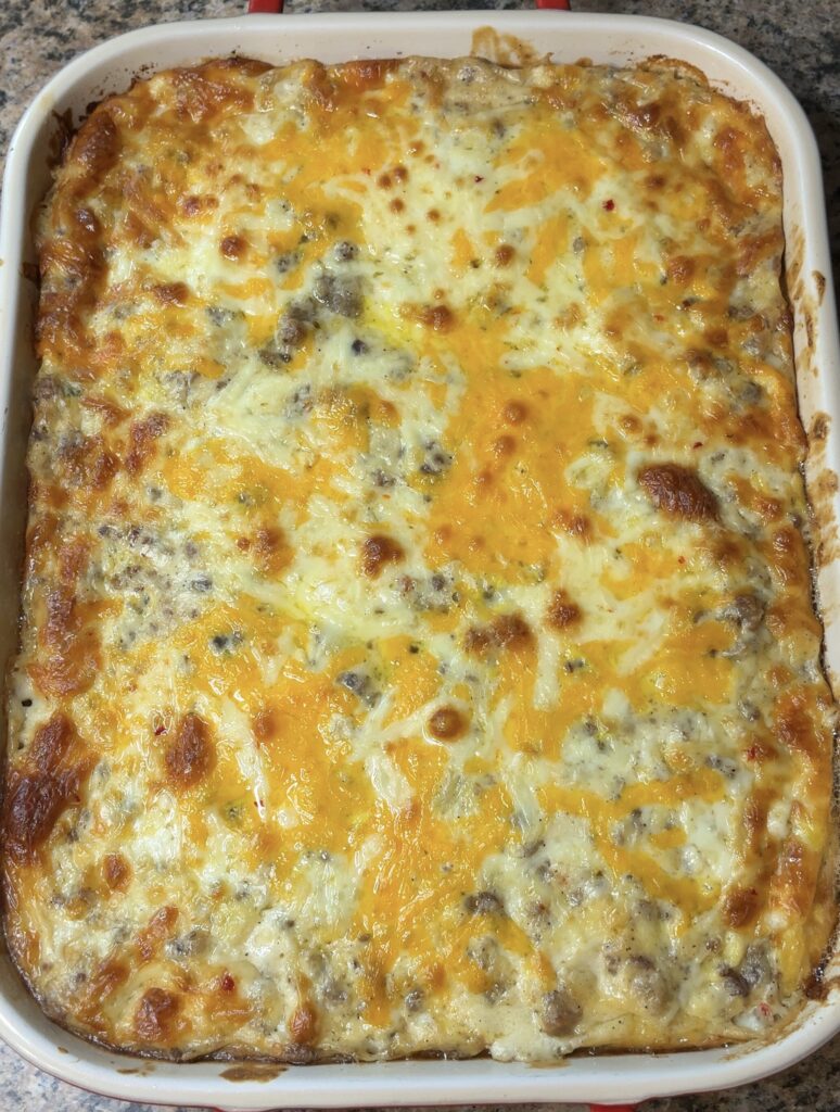 Loaded Hash Brown and Sausage Gravy Casserole