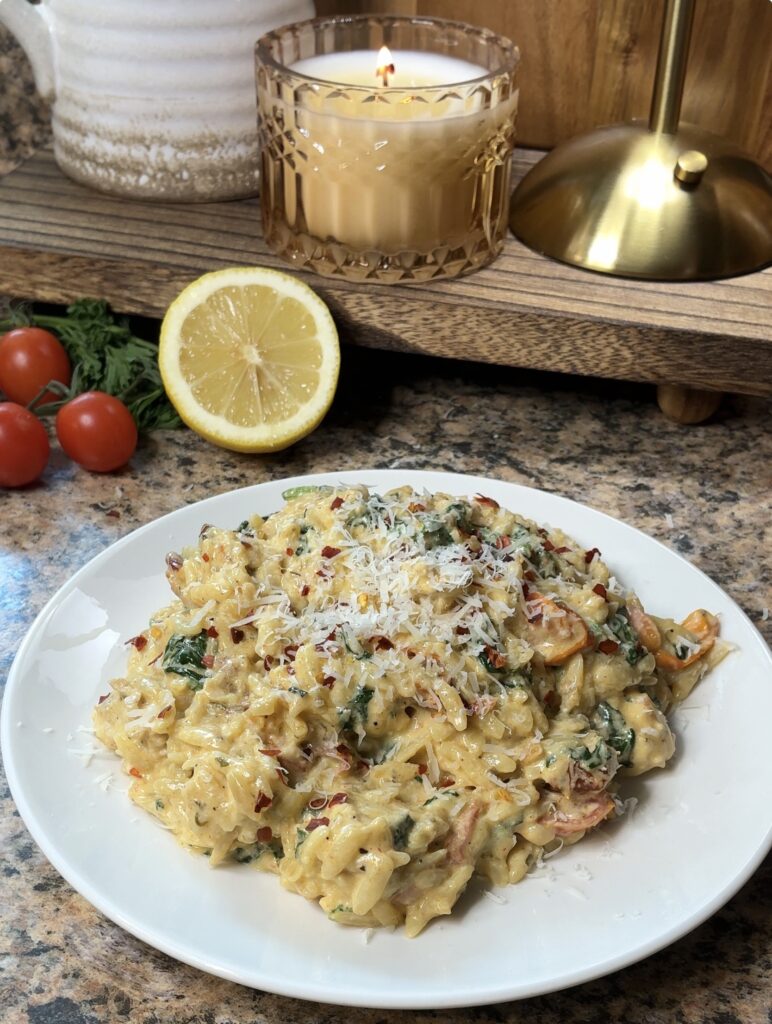 Creamy Boursin Chicken Orzo Bake