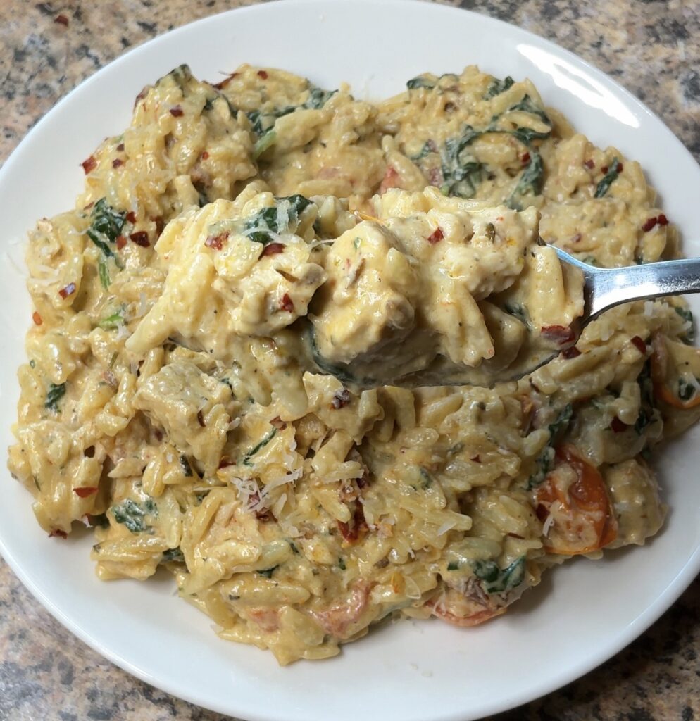 Creamy Boursin Chicken Orzo Bake