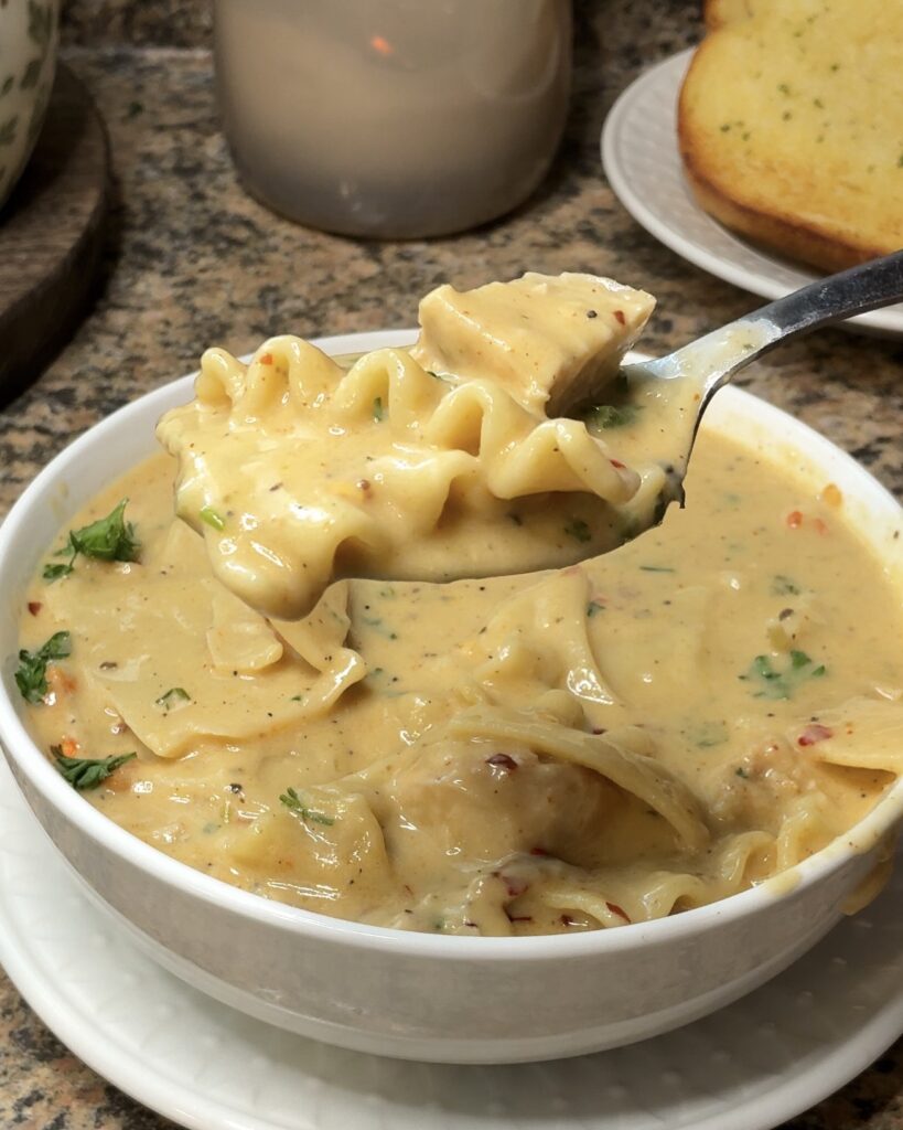 Creamy Cajun Chicken Lasagna Soup
