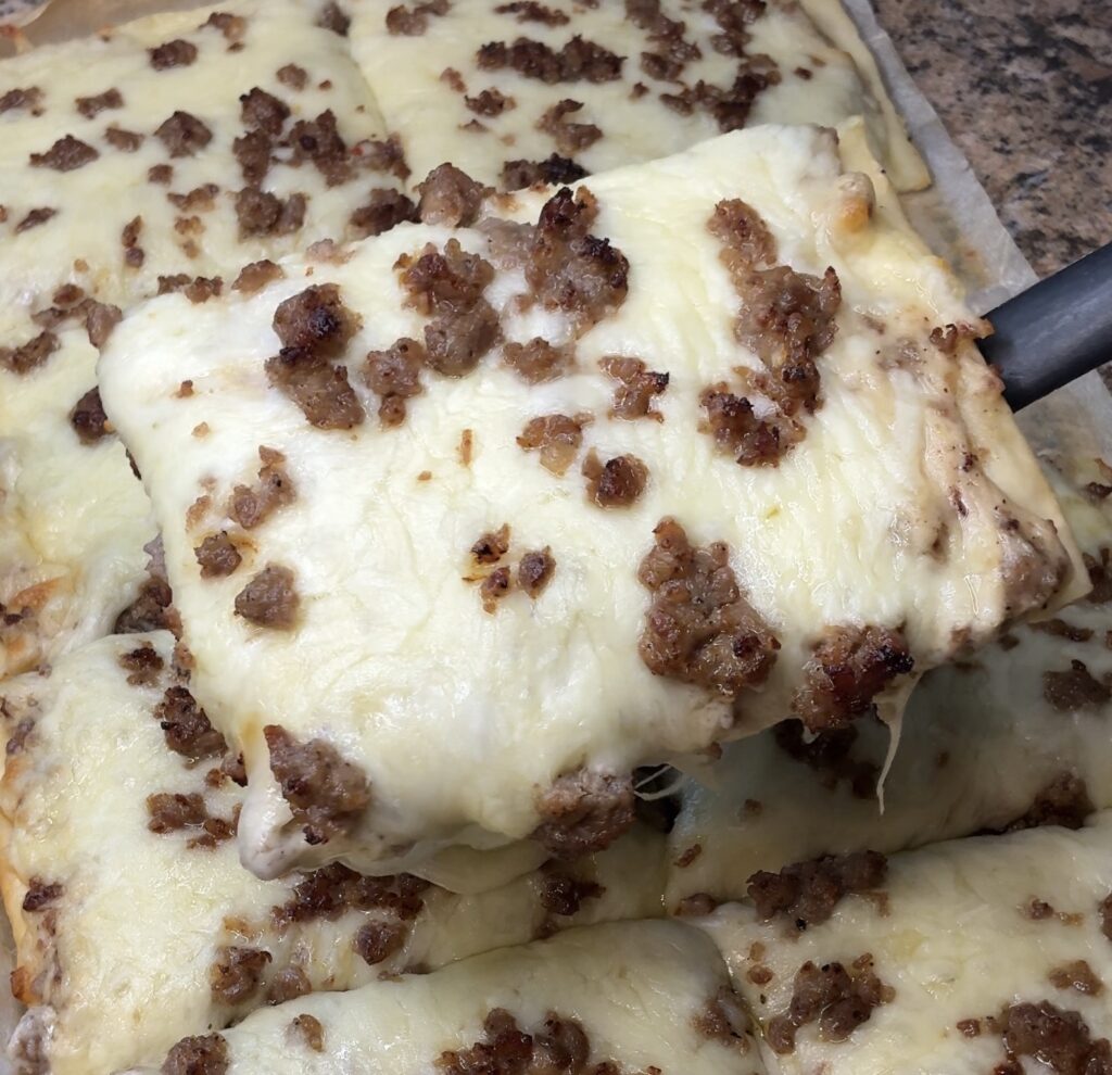 School Breakfast Pizza with Sausage Gravy