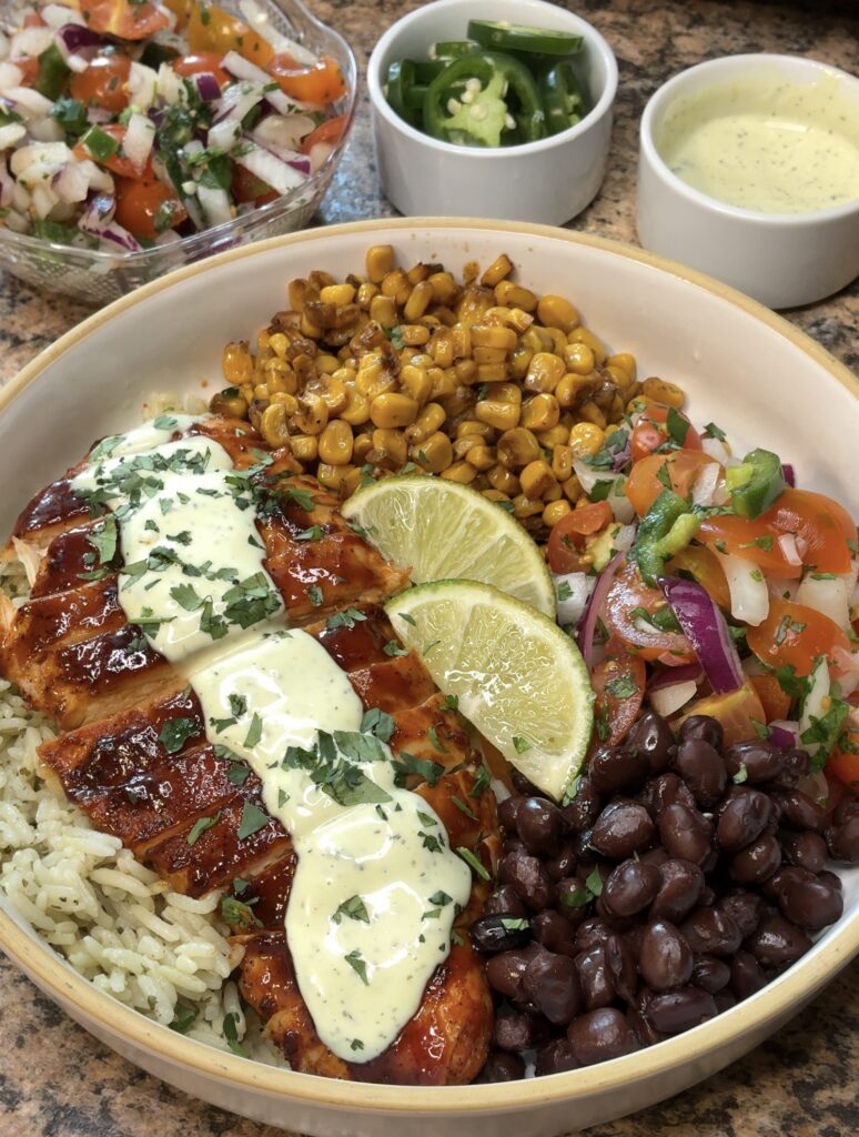BBQ Chicken Bowls with Cilantro Lime Rice