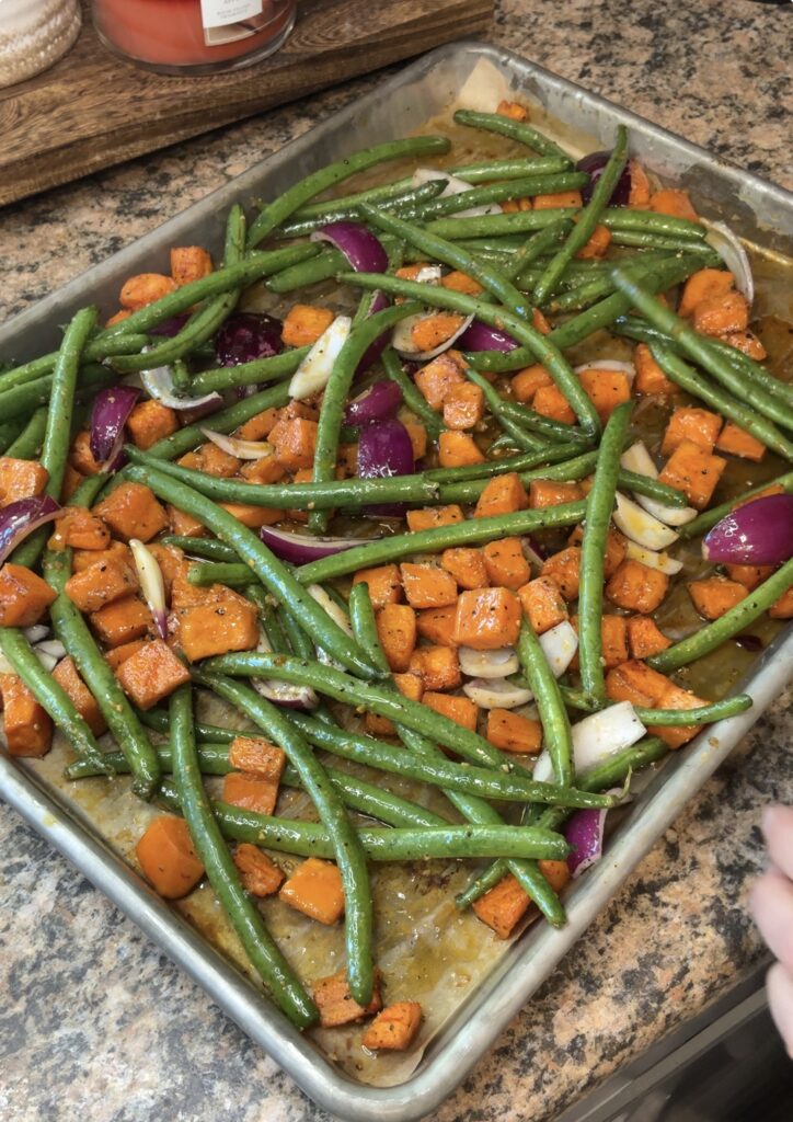 Sheet Pan BBQ Chicken Thighs and Vegetables