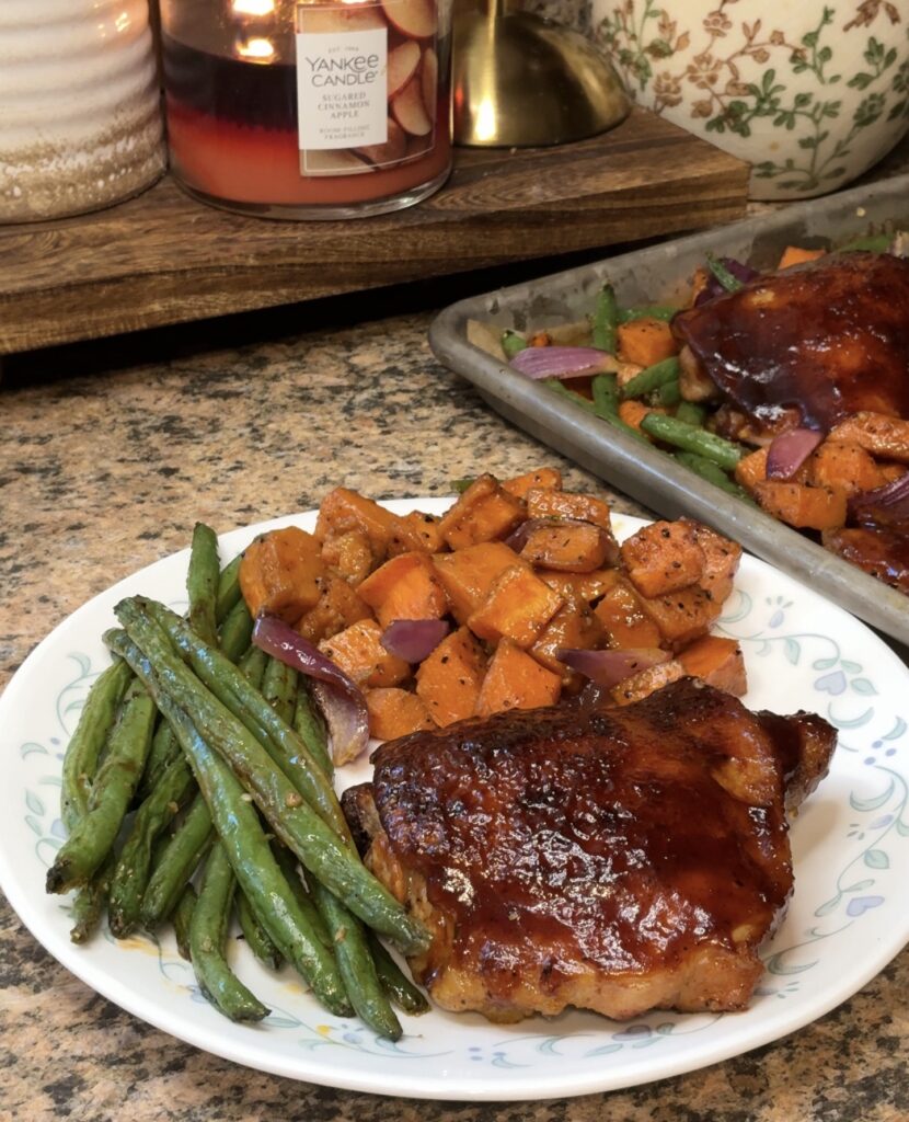 Sheet Pan BBQ Chicken Thighs and Vegetables